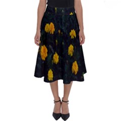 Bloomed Yellow Petaled Flower Plants Perfect Length Midi Skirt by artworkshop