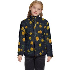 Bloomed Yellow Petaled Flower Plants Kids  Puffer Bubble Jacket Coat by artworkshop