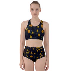 Bloomed Yellow Petaled Flower Plants Racer Back Bikini Set