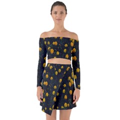 Bloomed Yellow Petaled Flower Plants Off Shoulder Top With Skirt Set by artworkshop