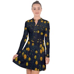 Bloomed Yellow Petaled Flower Plants Long Sleeve Panel Dress by artworkshop