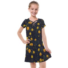 Bloomed Yellow Petaled Flower Plants Kids  Cross Web Dress by artworkshop