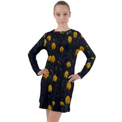 Bloomed Yellow Petaled Flower Plants Long Sleeve Hoodie Dress by artworkshop