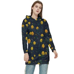 Bloomed Yellow Petaled Flower Plants Women s Long Oversized Pullover Hoodie by artworkshop