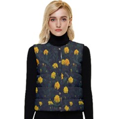 Bloomed Yellow Petaled Flower Plants Women s Short Button Up Puffer Vest by artworkshop