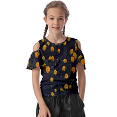 Bloomed Yellow Petaled Flower Plants Kids  Butterfly Cutout Tee by artworkshop