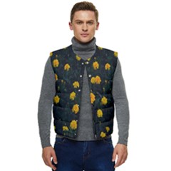 Bloomed Yellow Petaled Flower Plants Men s Short Button Up Puffer Vest	 by artworkshop