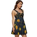 Bloomed Yellow Petaled Flower Plants Ruffle Strap Babydoll Chiffon Dress View3