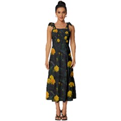 Bloomed Yellow Petaled Flower Plants Tie-strap Tiered Midi Chiffon Dress by artworkshop