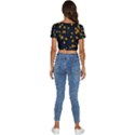 Bloomed Yellow Petaled Flower Plants Short Sleeve Square Neckline Crop Top  View4