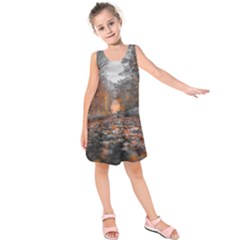 Breathe In Nature Background Kids  Sleeveless Dress by artworkshop