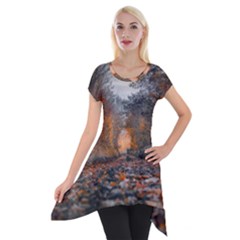 Breathe In Nature Background Short Sleeve Side Drop Tunic by artworkshop