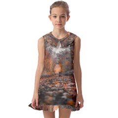 Breathe In Nature Background Kids  Pilgrim Collar Ruffle Hem Dress by artworkshop