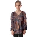 Breathe In Nature Background Kids  V Neck Casual Top View1