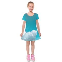 Clouds Hd Wallpaper Kids  Short Sleeve Velvet Dress by artworkshop