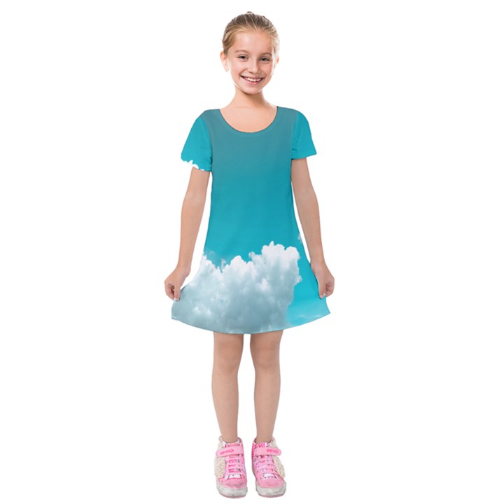 Clouds Hd Wallpaper Kids  Short Sleeve Velvet Dress