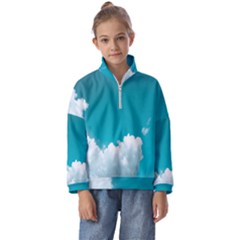 Clouds Hd Wallpaper Kids  Half Zip Hoodie by artworkshop