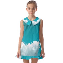 Clouds Hd Wallpaper Kids  Pilgrim Collar Ruffle Hem Dress by artworkshop