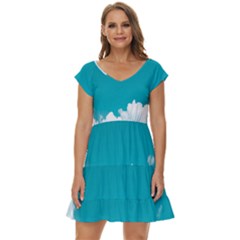 Clouds Hd Wallpaper Short Sleeve Tiered Mini Dress by artworkshop