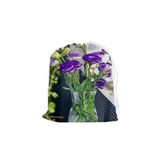 Cute Flower Wallpaper Drawstring Pouch (small) by artworkshop