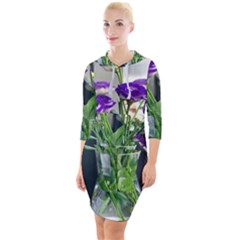 Cute Flower Wallpaper Quarter Sleeve Hood Bodycon Dress by artworkshop