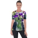 Cute Flower Wallpaper Shoulder Cut Out Short Sleeve Top View1