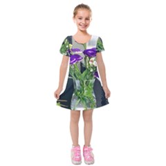 Cute Flower Wallpaper Kids  Short Sleeve Velvet Dress by artworkshop