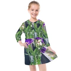 Cute Flower Wallpaper Kids  Quarter Sleeve Shirt Dress by artworkshop