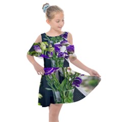 Cute Flower Wallpaper Kids  Shoulder Cutout Chiffon Dress by artworkshop