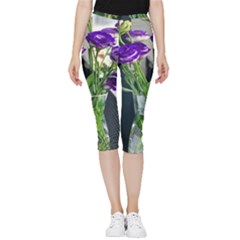 Cute Flower Wallpaper Inside Out Lightweight Velour Capri Leggings  by artworkshop