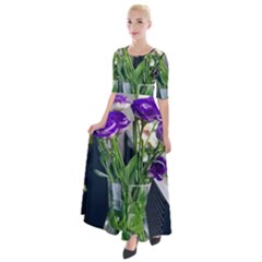 Cute Flower Wallpaper Half Sleeves Maxi Dress by artworkshop