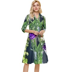 Cute Flower Wallpaper Classy Knee Length Dress by artworkshop