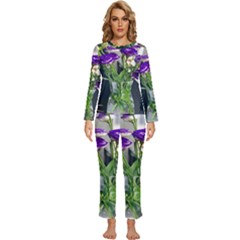 Cute Flower Wallpaper Womens  Long Sleeve Lightweight Pajamas Set