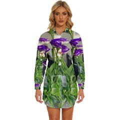 Cute Flower Wallpaper Womens Long Sleeve Shirt Dress