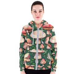 Fantasy Farmcore Farm Mushroom Women s Zipper Hoodie by GardenOfOphir