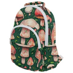 Fantasy Farmcore Farm Mushroom Rounded Multi Pocket Backpack by GardenOfOphir