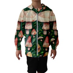 Fantasy Farmcore Farm Mushroom Kids  Hooded Windbreaker by GardenOfOphir