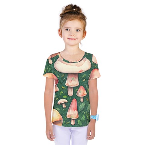 Fantasy Farmcore Farm Mushroom Kids  One Piece Tee by GardenOfOphir