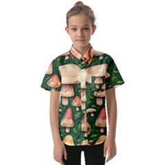 Fantasy Farmcore Farm Mushroom Kids  Short Sleeve Shirt by GardenOfOphir