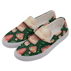 Fantasy Farmcore Farm Mushroom Men s Canvas Slip Ons by GardenOfOphir