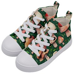 Fantasy Farmcore Farm Mushroom Kids  Mid-top Canvas Sneakers by GardenOfOphir