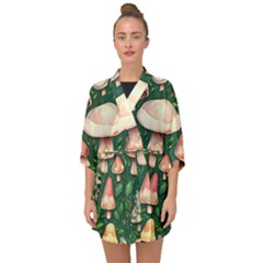 Fantasy Farmcore Farm Mushroom Half Sleeve Chiffon Kimono by GardenOfOphir