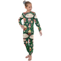 Fantasy Farmcore Farm Mushroom Kids  Long Sleeve Set  by GardenOfOphir