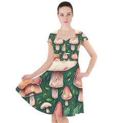 Fantasy Farmcore Farm Mushroom Cap Sleeve Midi Dress by GardenOfOphir