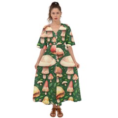 Fantasy Farmcore Farm Mushroom Kimono Sleeve Boho Dress by GardenOfOphir