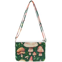 Fantasy Farmcore Farm Mushroom Double Gusset Crossbody Bag by GardenOfOphir