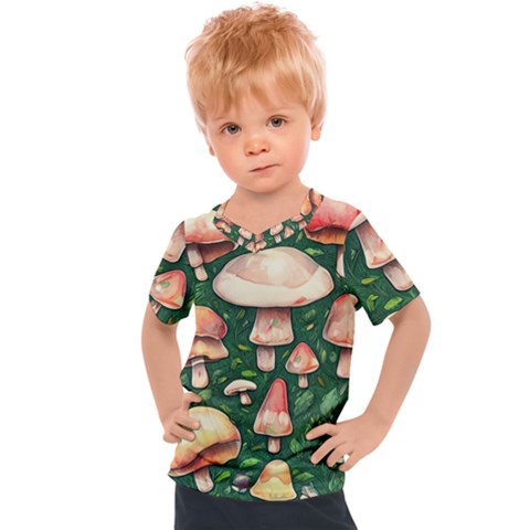 Fantasy Farmcore Farm Mushroom Kids  Sports Tee by GardenOfOphir