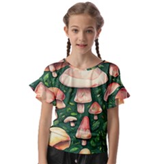 Fantasy Farmcore Farm Mushroom Kids  Cut Out Flutter Sleeves by GardenOfOphir