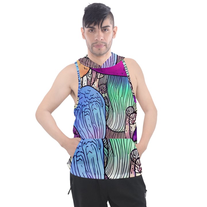 Forest Mushroom Men s Sleeveless Hoodie