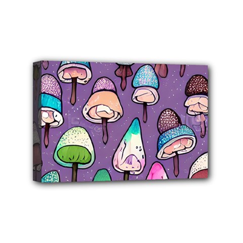 Foraging For Mushrooms Mini Canvas 6  X 4  (stretched) by GardenOfOphir